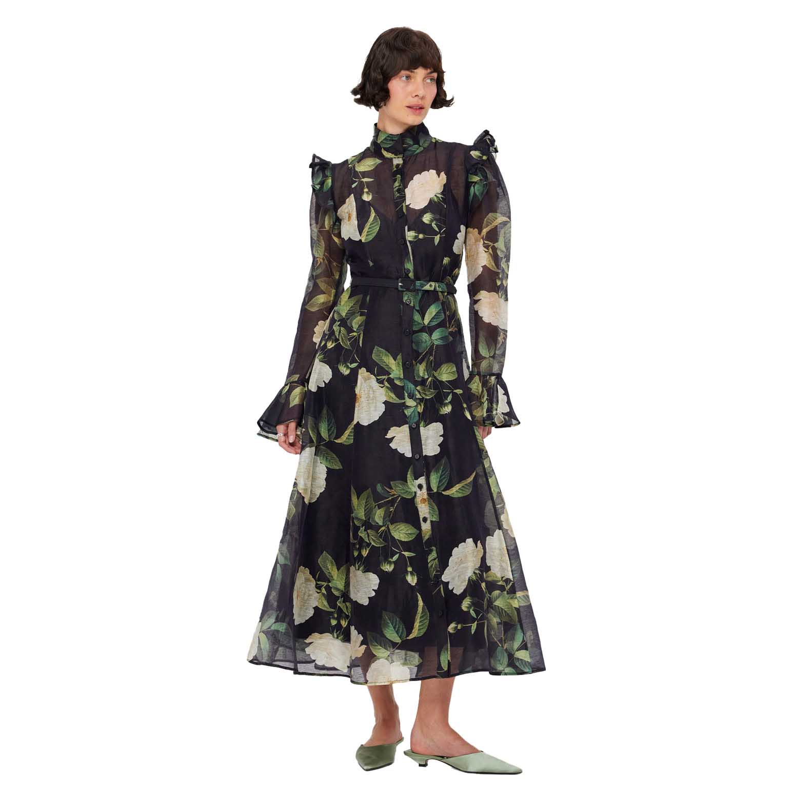 LEO LIN Katrina Butterfly Sleeve Midi Dress
